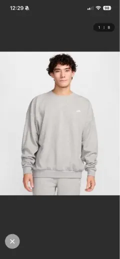 NIKEグレー クルーネックスウェット ロゴ入り