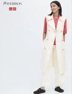 UNIQLO ×JW ANDERSO リネンブレンドラペルワンピース Sジレ