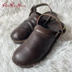 美品 ヒナデイグリーン 日本製 レザー サボサンダル L 約24㎝ EEEのサムネイル