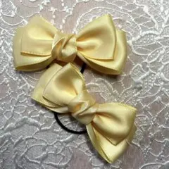 シャモアリボンヘアゴム2個セット