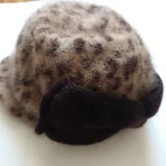 ヒョウ柄 リボン付き帽子