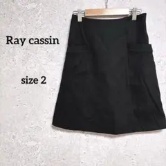 レイカズン スカート M 黒 裏地あり ポケット ウエストゴム カジュアル 膝丈