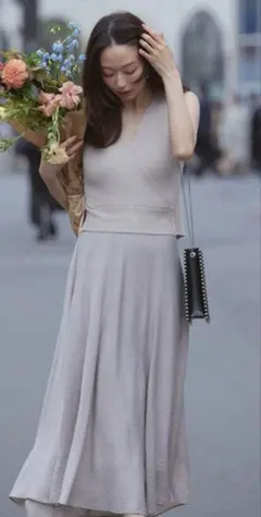 【値下げ可能】フレイアイディー　カシュクールリブニットコンビワンピース