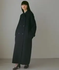 CASA FLINE ストール付きダブルブレストロングコート
