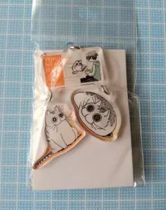 同梱で10%引! 夜は猫といっしょ ☆ 3連キーホルダー ☆ キュルガ（オレンジ