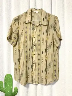 超軽量 古着 ユニセックス 半袖柄シャツ