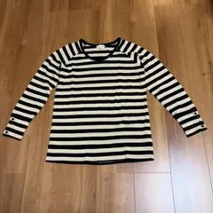 LEPSIM レプシム　ボーダー　薄手ニット　ベージュ×ブラック