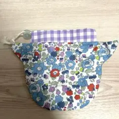 花柄巾着袋 小型 リボン付き