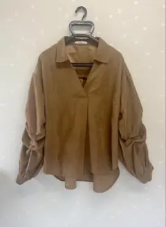 最終値下げ！美品NICE CLAUP バルーンスリーブ シャツ ブラウン　変形袖