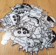 クレヨンしんちゃん クリアシール シンプル ステッカー モノクロ 50枚