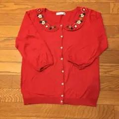 アースミュージック&エコロジー　レースのお花襟付きカーディガン