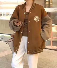 スタジャン スウェット ライトアウター ブルゾン ジャケット ワッペン ジャンパ
