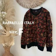 【ラファエロ】総柄　ニットセーター　アンティーク　ヴィンテージニット　ウール混