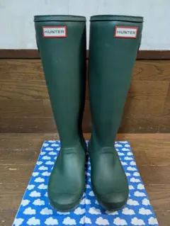 HUNTER グリーン 長靴 バックル付き　25センチ