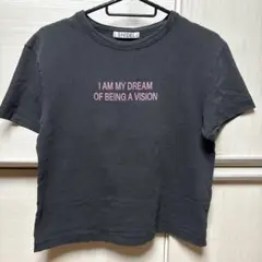 SNIDEL スナイデル 刺繍ロゴTシャツ ブラック×ピンク クロップド丈のサムネイル