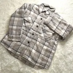 【2PINK】ボアジャケット L ベージュ 裏ボア チェック シャツ風 しまむら