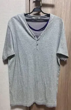 Doublefocus ヘンリーネック Tシャツ グレー Lサイズ