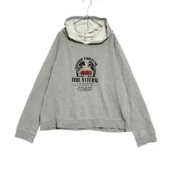 FeelNatural プリントパーカー　グレー　L相当