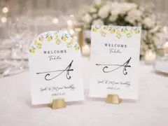 テーブルナンバー　レモン　結婚式　席次　席札　ウェルカムスペース　ウェディング