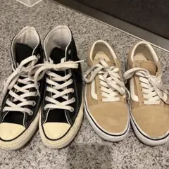 Vans ベージュ オールドスクール　CONVERSE ハイカットスニーカー