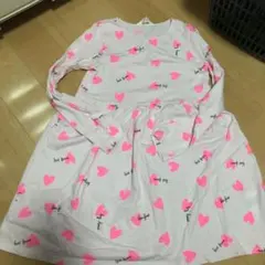 ワンピース　120 ハート柄　薄ピンク　ロンT