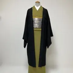 No.2932 未使用シリーズ正絹ブラック長羽織　超美品