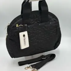 LeSportsac ボストンバッグ ブラック パフィーブロッサム 花柄 - メルカリ