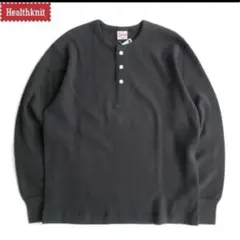 【L】ヘルスニット ハニカム サーマル ヘンリーネック長袖Tシャツ 52034③