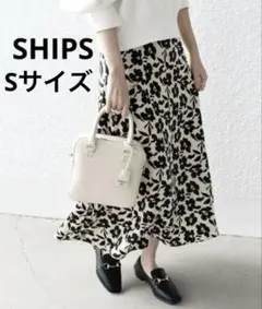 美品 シップス 花柄 切替 セミフレア スカート ◆