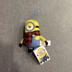 新品 ミニオン ストラップ付きぬいぐるみ キーホルダー スチュアート