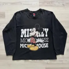 90s USA製 MICKEY UNLIMITED ロンT グッドプリント 黒