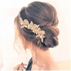 フラワーリーフクリップ ヘッドドレス＜ローズゴールド＞☆ アクセサリー ボンネ