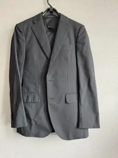 シワありHILTON ストライプ スーツジャケット　パンツ2枚付(1枚未使用)