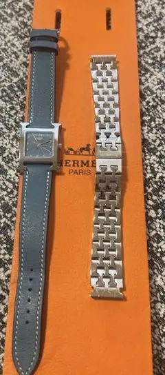 HERMESエルメスHウォッチ正規店オーバーホール済保証あり ベルト2タイプ