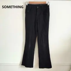 SOMETHING サムシング 黒 フレアパンツ ロング 春 夏 秋 冬 無地
