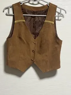 ARROW スエード風ブラウンベスト M ウェスタン 古着