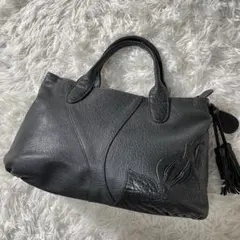 極美品✨ IBIZA イビサ 本革 ハンドバッグ 黒 立体デザイン 花柄のサムネイル