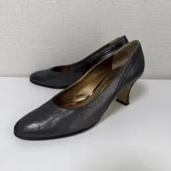 銀座ヨシノヤ 24cm パンプス 黒 ヘリンボーン柄 日本製のサムネイル