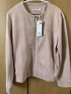 Ikkaダグ付き未使用品スエードノーカラージャケット、上着、