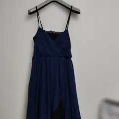 ネイビー シフォン ラップドレス