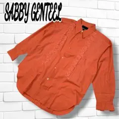 【美品】SABBY GENTEEL オレンジ刺繍長袖シャツ　日本製　綿