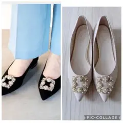 ラウナレア ビジュー ポインテッドトゥ パンプス 23