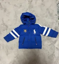 ラルフローレン　ポロの馬刺繍入り青いダウンジャケット