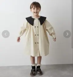 riziere ダブルボタンバイカラー襟ワンピース