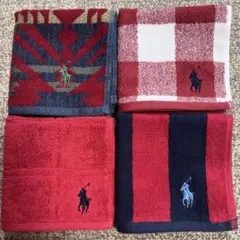 Ralph Lauren ハンドタオル 4枚セット 赤系