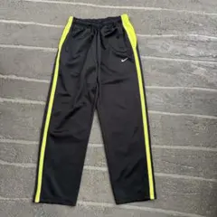 【Y2K】NIKE ナイキ トラックパンツ サイドライン 刺繍ロゴ 黒×黄 L