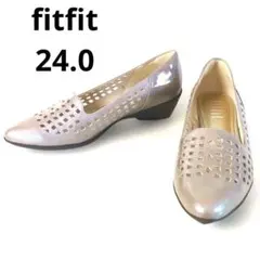 未使用 fitfit フィットフィット スクエアパンチングパンプス24.0cm