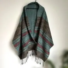 大判ストール マルチカラー フリンジ付 約176×57cm