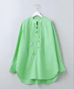 6 ROKU COTTON LACE UP SHIRT レースアップシャツ