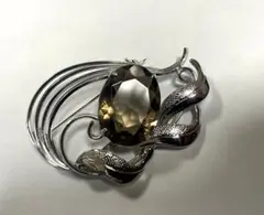 スモーキークォーツ　ブローチ